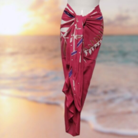 Cover Up Handpainted Cotton Batik Coverups Strapless Dress Wrapskirt Home Accent - Picture 3 of 4